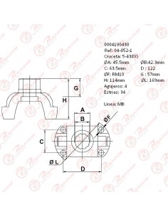 Brida Cardan (fl1370) 34ex45,5 / Cruceta 5-438xs / Mb 1218/1418/1620/1720 (frt 180269) (simil Fl1086)