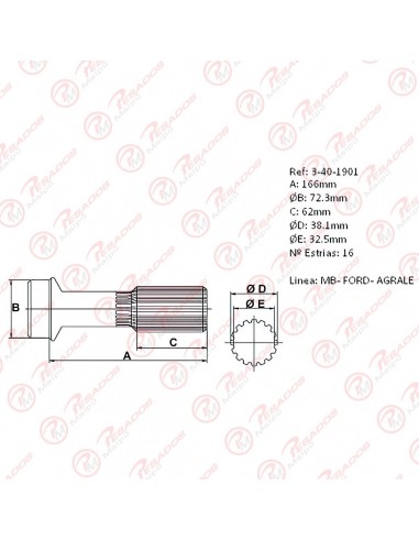 Macho Cardan (pt1029) Mb 709/710/913...