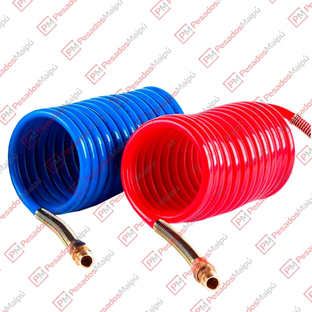 MANGUERA ESPIRALADAS JUEGO X2 4,5MTS CONEXIONES 1/4 -3/8 (ROJO Y AZUL)