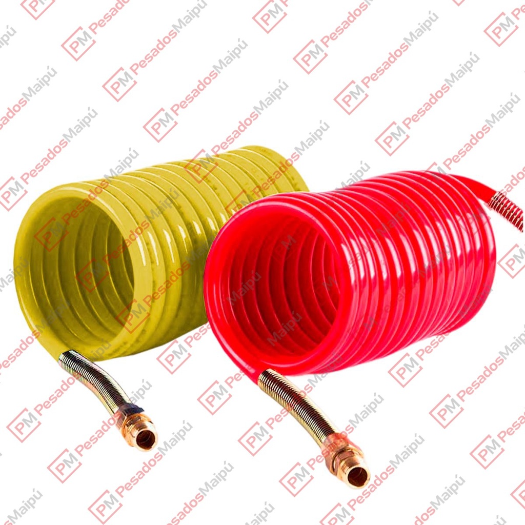 MANGUERA ESPIRALADAS JUEGO X2 5,5MTS CONEXIONES 1/4 -3/8 ROJA-AMARILLA