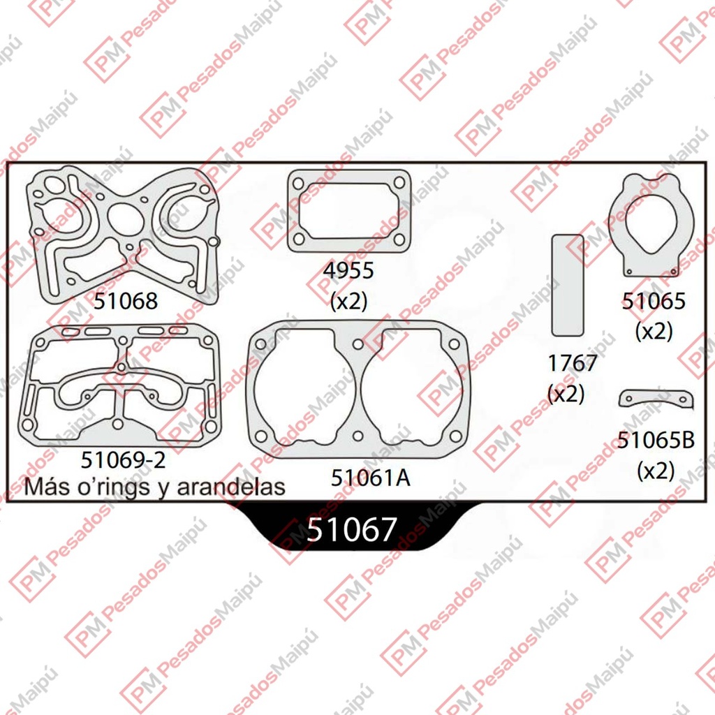 KIT REPARACION COMPRESOR KNORR 86 M/V (22076)(51067)