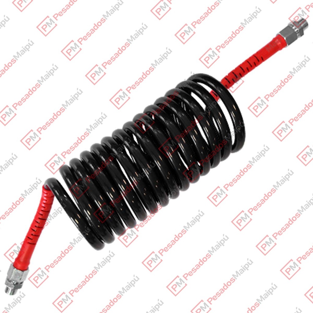 MANGUERA ESPIRALADA NEGRA PUNTAS ROJAS 7.5M CONEXION 3/8 - 1/4 (R-7035)