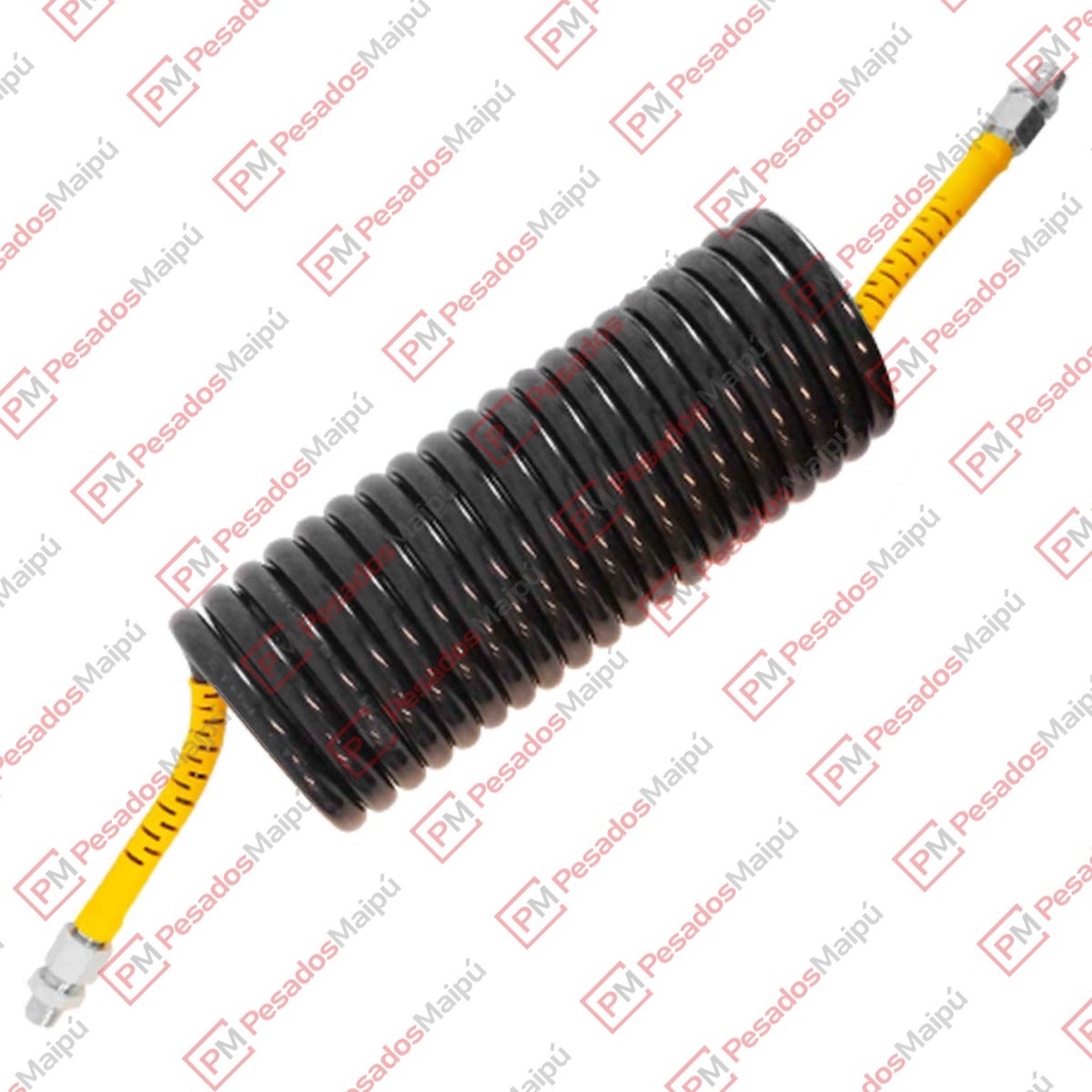 MANGUERA ESPIRALADA NEGRA PUNTAS AMARILLA 7.5M CONEXION 3/8 - 1/4 (R7034)