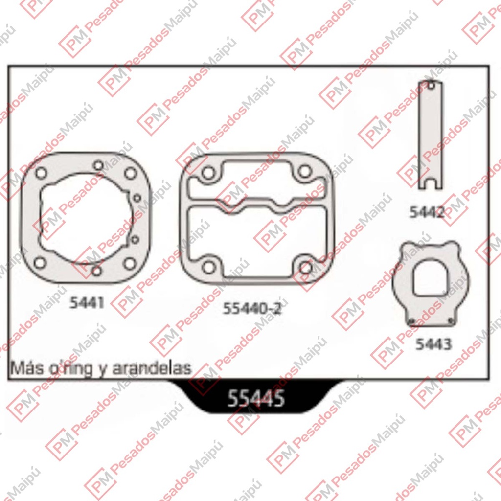 [30004] KIT REPARACION TAPA CILINDRO 75MM CON FLAPERS (55445) COMPRESOR CHINO 3974548